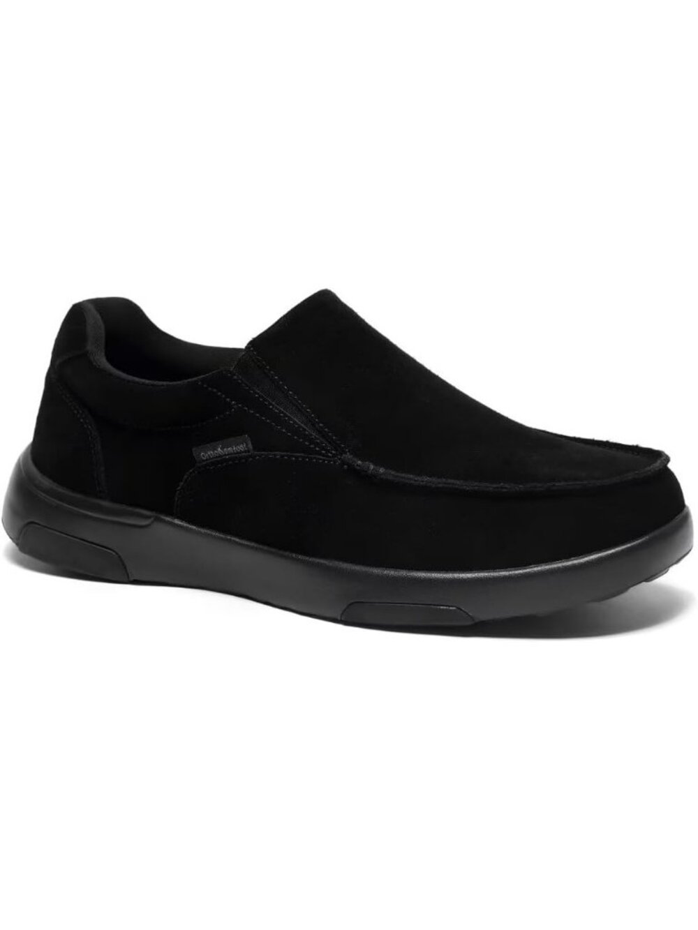 OrthoComfoot Mens Black Leather Slip On Loafer Comfortable Non-Slip Casual Shoes
